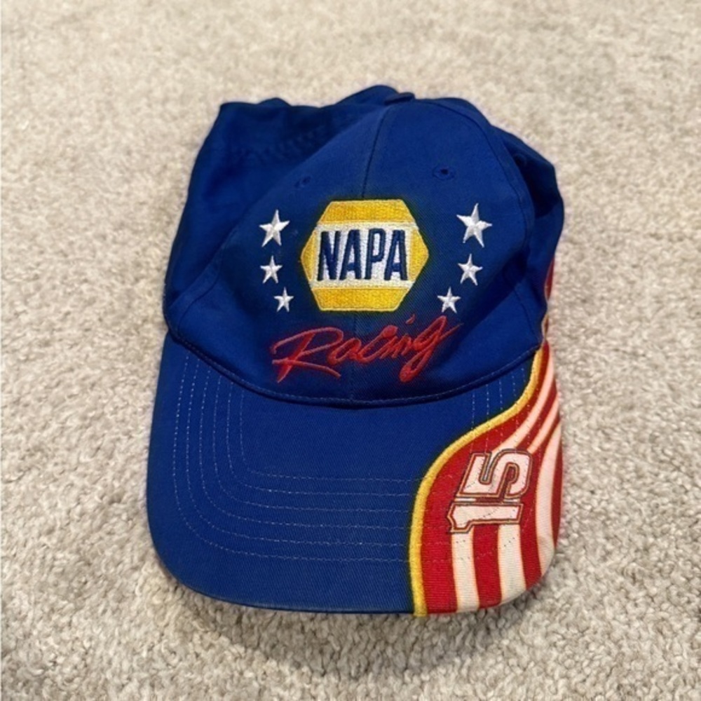 Vintage NAPA Racing #15 Michael Waltrip Adjustable Baseball Cap Blue Yellow Red